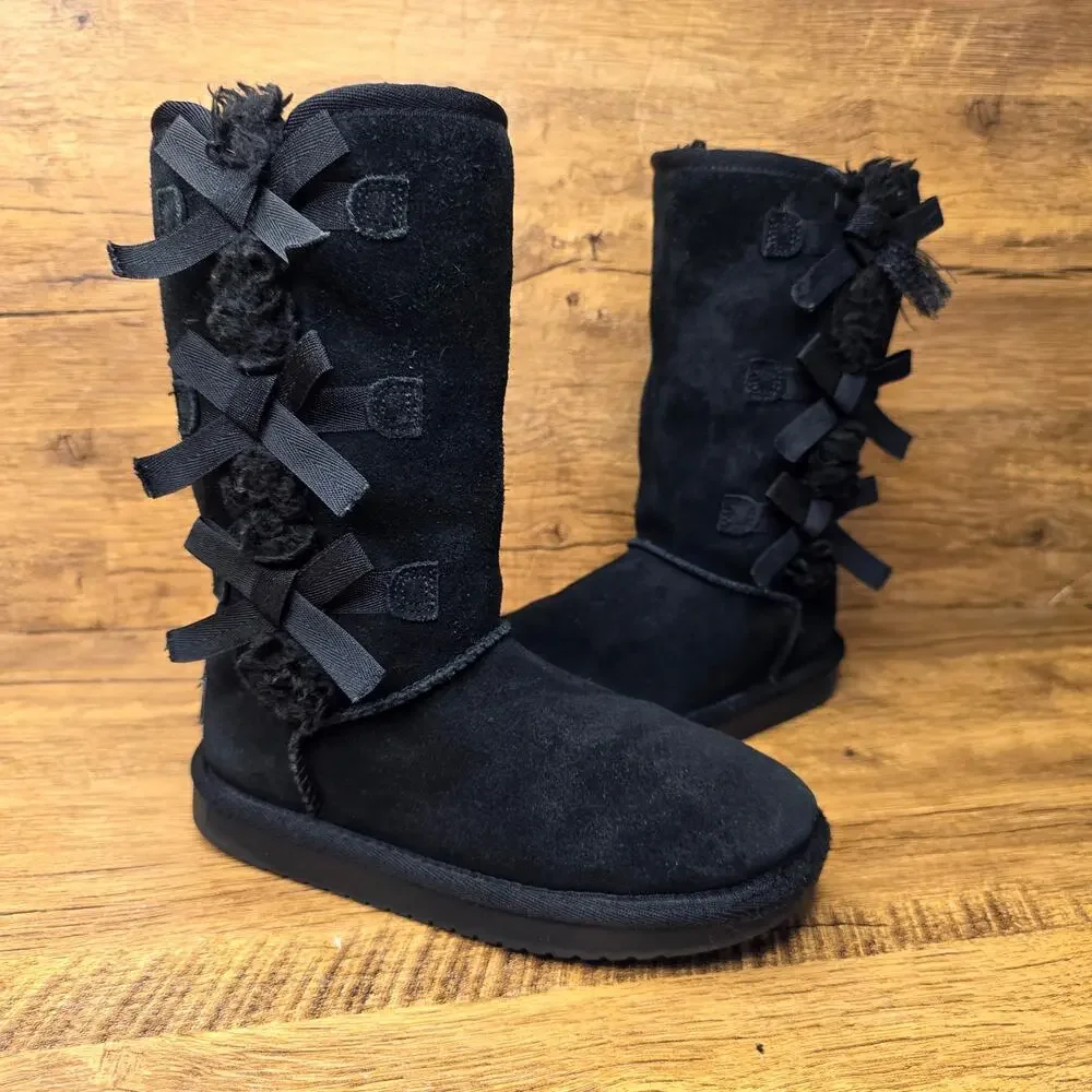 Koolaburra by UGG victoria tall black Triple Bow Suede Mid calf boots size 13